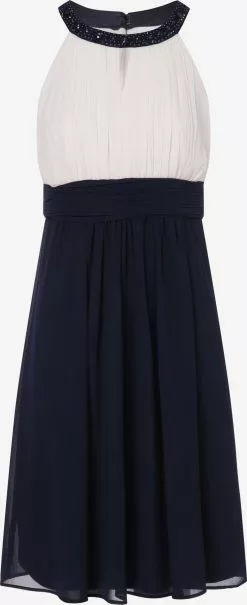 Marie Lund Cocktailkleider Abendkleid Frauen Marine / Weiß